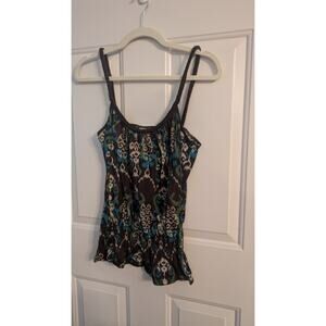 Xhilaration Y2K Tank Top, Braided Straps, Cinched waist, Brown Blue Green lg